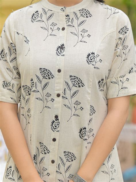 Divena Cream Cotton Floral Printed Kurta Pant Sets – divena world