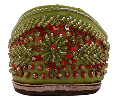 INDIAN MOJDI Women's Green and red Juttis - 9 UK : Amazon.in: Fashion