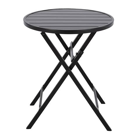 Crosby St. Slat Metal Folding Table, Black | At Home