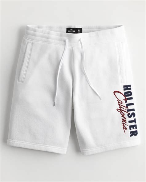 Hollister Embroidered Logo Graphic Fleece Shorts 9" in White for Men ...