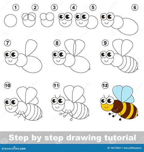 Honeybee Drawing For Kids Cute Set Of Bees Vector Illustration In