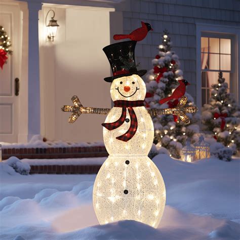Amazon.com : JOIEDOMI 3 Pcs 2D Christmas Snowman Family Yard Light ...