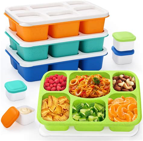 Amazon.com: Bento Box Adult Lunch Box, 4 Pack Lunchable Containers for ...