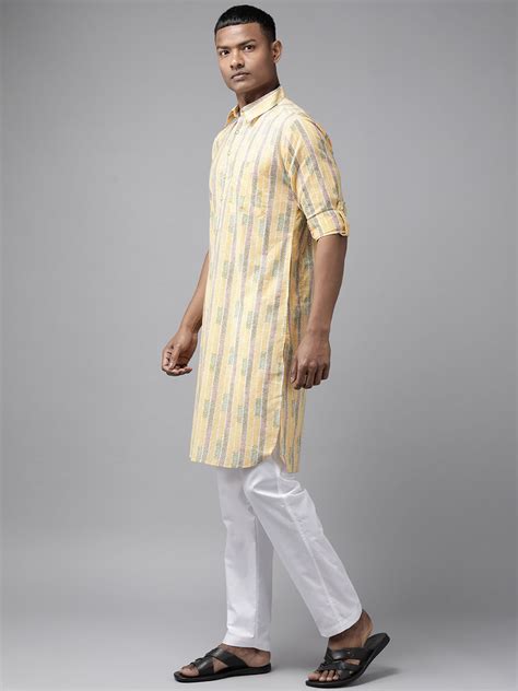 Yellow and Brown Pure Cotton Pathani kurta – See Designs