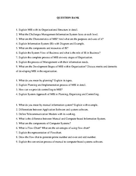 MIS-Question Bank: Key Concepts and Challenges in Management Info ...