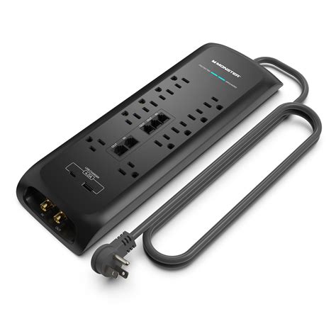 Buy Monster Black Heavy Duty Surge Protector Power Strip 6 ft Cord with ...