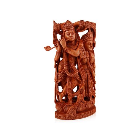 Giri - Radha Krishna Murti | Wood Sculpture | Radha Krishna Wooden Statue