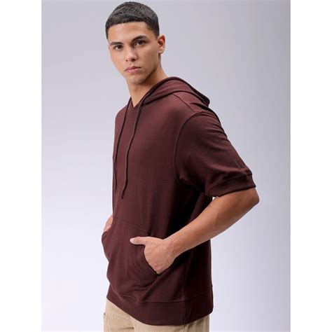 Buy The Indian Garage Co Men Brown Solid Oversized Fit Hoodie Online