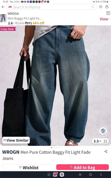 Men Pure Cotton Baggy Fit Light Fade Jeans