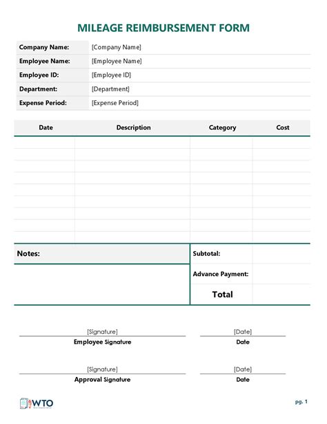 Free Mileage Reimbursement Forms | Word, Excel