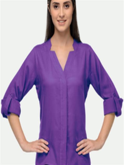 Buy PATRORNA Plus Size Women Purple Comfort Casual Shirt - Shirts for ...