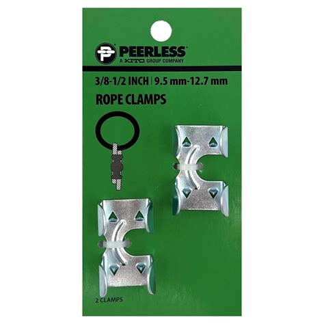 3/8"-1/2" Rope Clamps, 2 Pack, Zinc, Steel, Peerless Chain Company ...