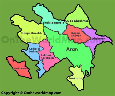 Administrative map of regions in Azerbaijan - Ontheworldmap.com