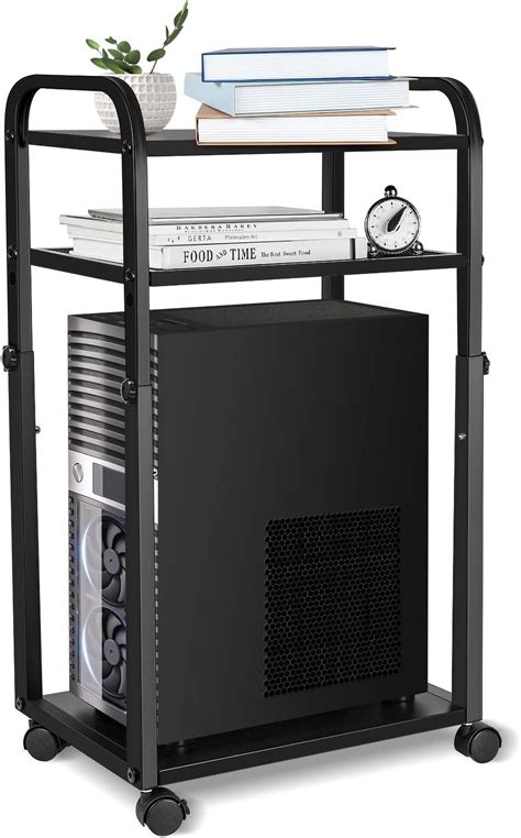 Computer Tower Stand Height Adjustable PC Stand with Locking Caster ...