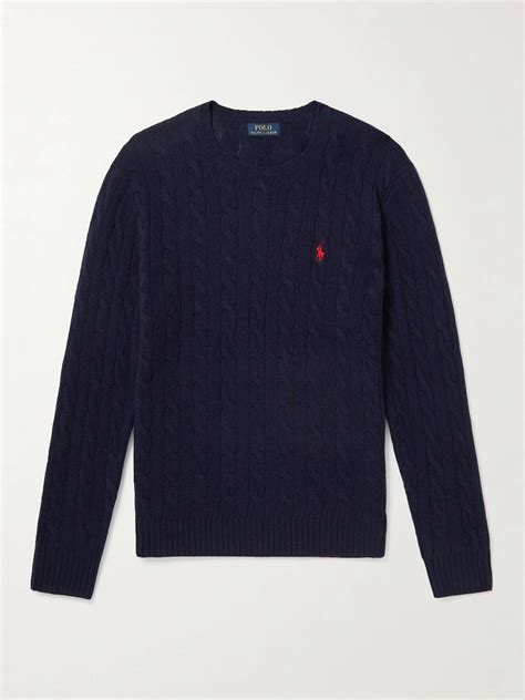POLO RALPH LAUREN Cable-Knit Wool and Cashmere-Blend Sweater for Men ...