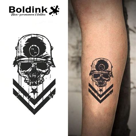 Boldink Boldink Tactical Skull Temporary Tattoos - Includes Helmet Logo ...