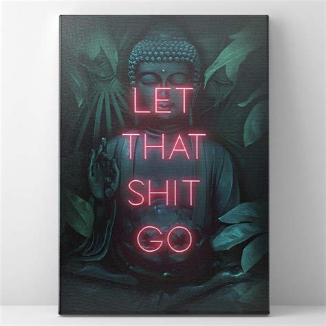 Let That Shit Go Buddha Neon Printable Wall Art - Digital Download, Zen ...