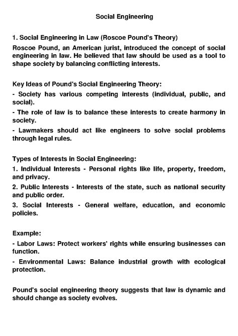 Social Engineering - Jurisprudence & Pound's Theory Overview - Studocu