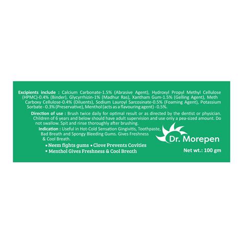 Buy DR. MOREPEN ACTIVE SMILE HERBAL TOOTHPASTE WITH NEEM, CLOVE ...