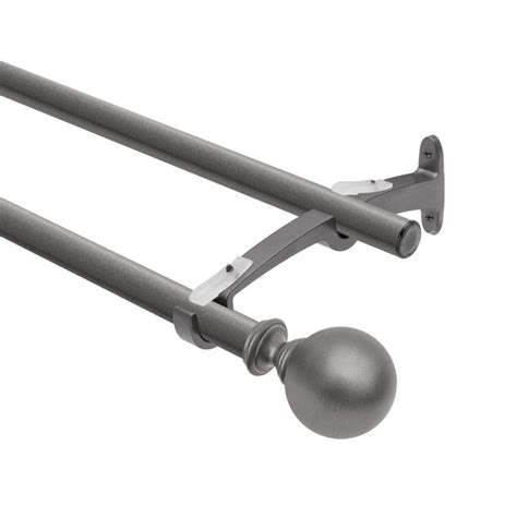 36-66" Ball 19mm Double Curtain Rod Charcoal