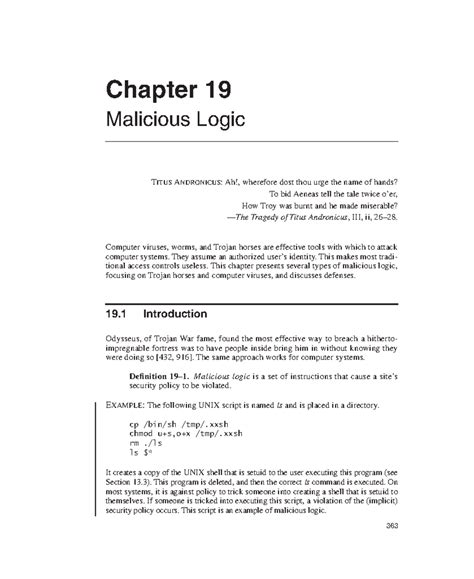 CNS 2: Chapter 19 - Malicious Logic and Computer Viruses - Studocu