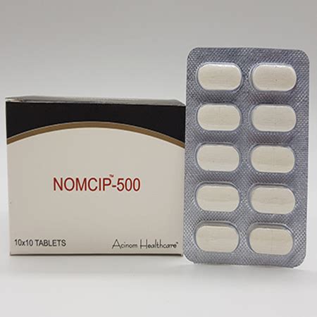 Nomcip 500 - Ciprofloxacin 500mg - Acinom Healthcare