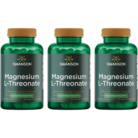 Swanson Magnesium L-Threonate - Featuring Magtein 90 Veg Caps 3 Pack ...