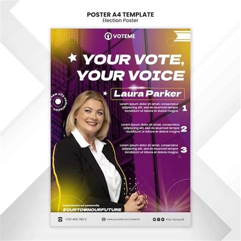 Gradient election a4 poster template | Free PSD
