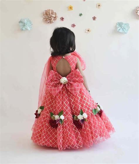 Coral Sequins Net Gown for Girls – FayonKids