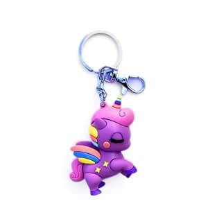 Cute Unicorn Cartoon 3D Silicone Hook Kawaii Keychain Keyring |Rubber ...