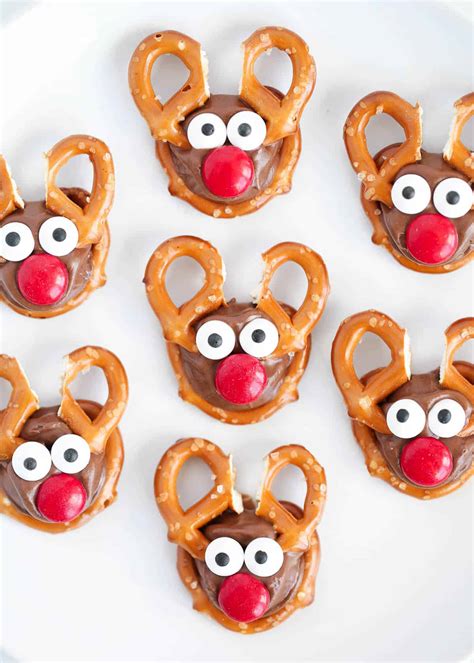 Reindeer Cookies With Pretzel Antlers