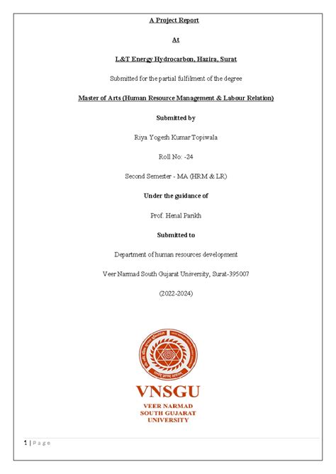 A Project Report - A Project Report At L&T Energy Hydrocarbon, Hazira ...