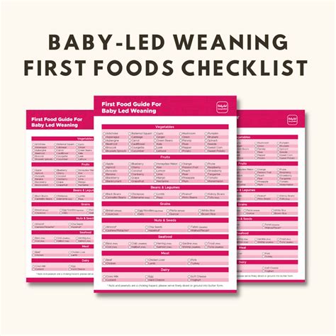 Babys First 100 Foods Chart Baby-led Weaning First Foods Checklist Baby ...