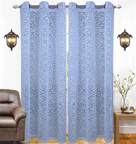 Kuber Industries Cotton 2 Pieces 7 Feet Eyelet Door Curtain (Blue ...