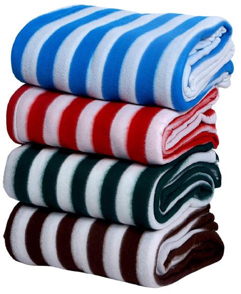 Buy Goyal's Fleece 250 TC Single Bed Blanket- Set of 4 (Multicolor ...