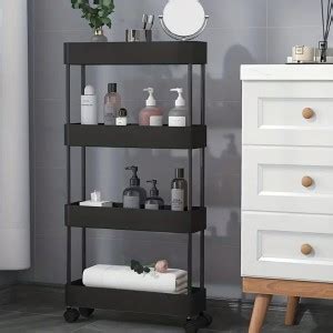 LEOPAX Storage Cart 4-Tier Kitchen cart on Wheels, Bathroom Organizer ...