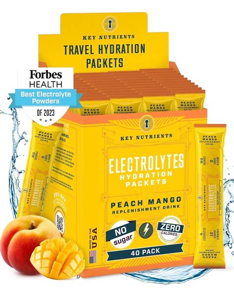 Key Nutrients - Electrolytes Powder - Electrolyte Drink Mix -Hydration Powder - Peach Mango, 40 ...