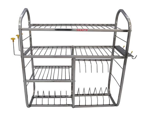 SWASTIK Super Delux Kitchen Rack (24X24) /Multipurpose Stainless Steel ...