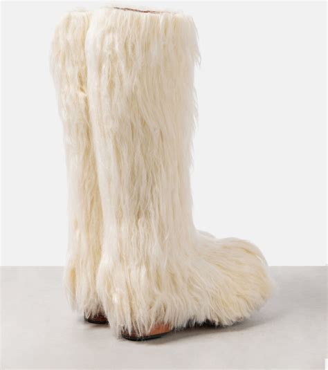 Faux fur knee-high boots in white - Acne Studios | Mytheresa