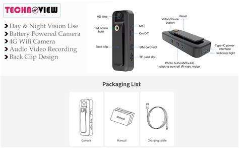 Buy TECHNOVIEW 4G 4K Portable Body Camera for Law Enforcement, 180 ...