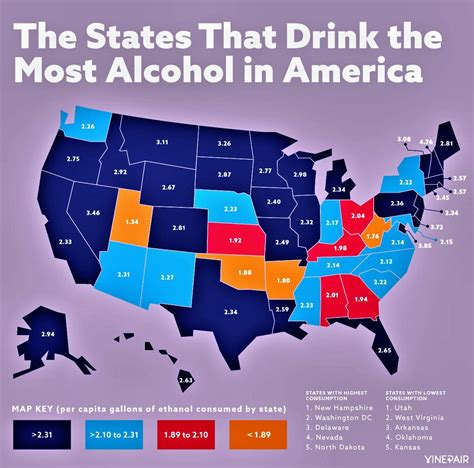 Map of the States that Drink the Most Alcohol in... - Maps on the Web