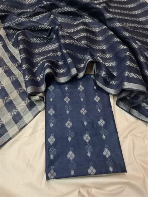 Maheshwari Cotton Silk Handloom Unstitched Dress Material - Leheriya.com