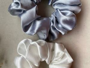 Harshala agro process Women satin hair scrunchies White Black Rubber ...