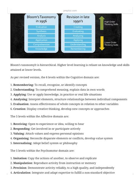 Bloom’s Taxonomy of Educational Objectives – Preptoz - Learn More ...
