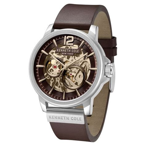 Buy Online Kenneth Cole Kenneth Cole Automatic Brown Dial Leather Strap ...