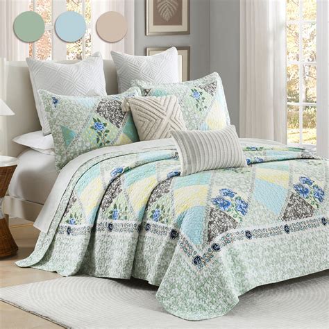 DDUOXIN 100% Cotton Queen Bedspread Set, Oversized, Floral Patchwork ...