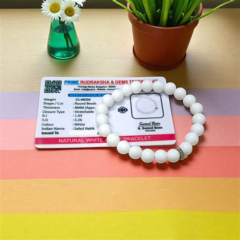 White Agate Bracelet – 8mm Stretchable Lab Certified – Timeshopee