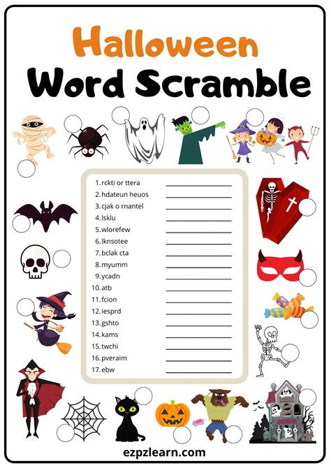 Halloween Word Scramble 2 - Ezpzlearn.com