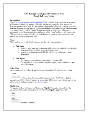 Fillable Online OPM Federal Training and Development Wiki - Training ...