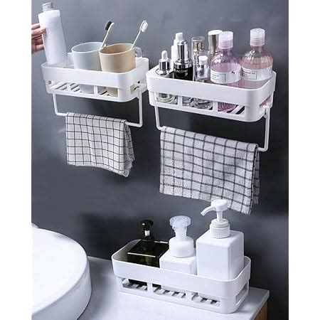 MorivaHomes Plastic Self Adhesive Wall Mounted Bathroom Shelf with ...